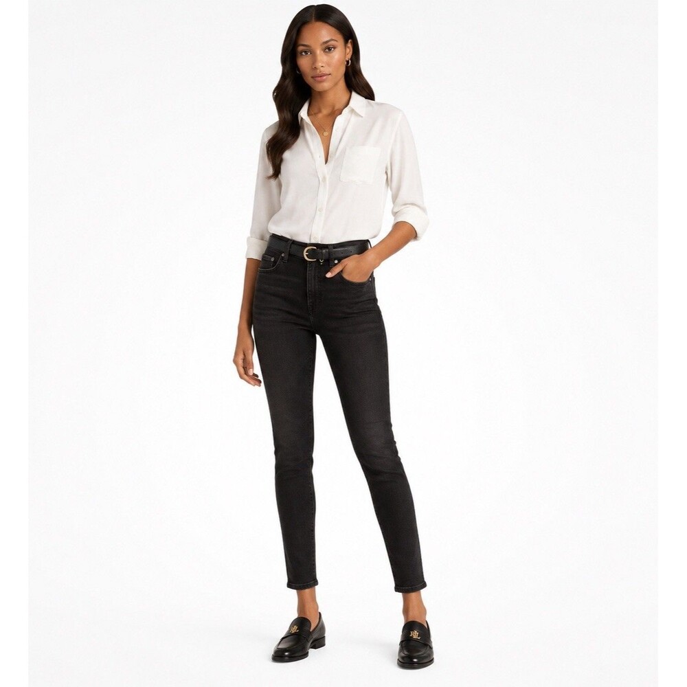 Lauren Ralph Lauren NWT High-Rise Skinny Ankle Jeans Super Stretch Black 16W